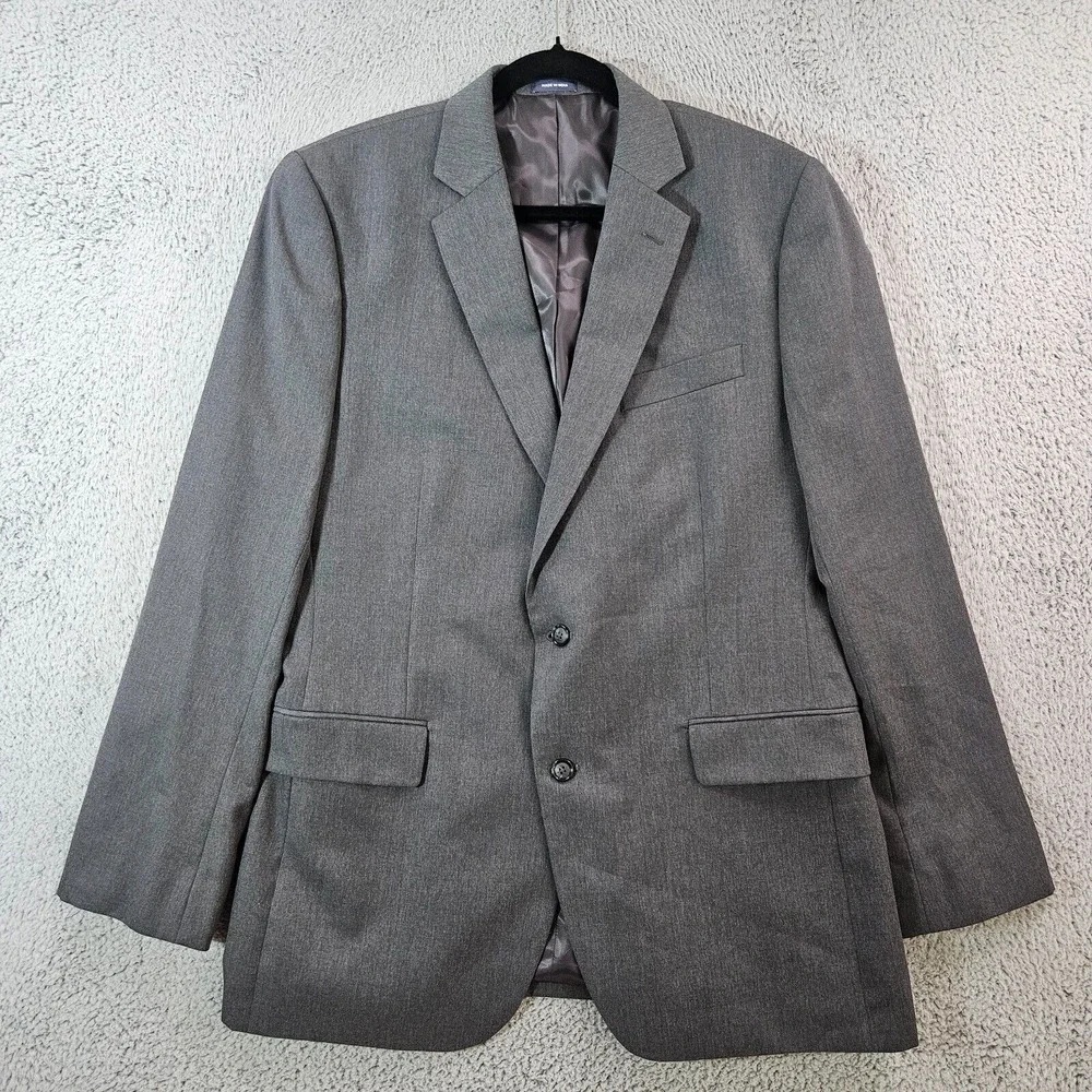 Stafford 2PCs Suit Blazer Men 42L Pants 38x29 Classic‎ Fit Wool Blend Gray